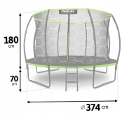 Батут Neo-Sport Premium 374 см із внутрішньою сіткою (NS-12C221)