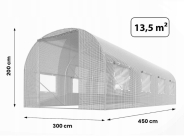 Садова теплиця з вікнами Plonos 13,5m2 Біла = 450х300х200 см (4975)