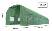 Садова теплиця з вікнами Plonos 18m2 Зелена = 300х600х200 см (4918)
