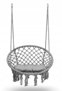 Гойдалка гніздо зі спинкою 80 см плетена BOHO Grey + подушка (290010)