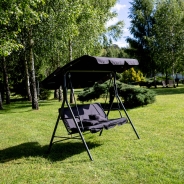 Гойдалка LEOBRO чорного кольору з подушками на 3 особи