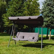 Гойдалка для саду LEOBRO з подушками на трьох Сіра
