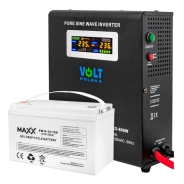 Аварийный комплект: гибридный инвертор Volt Polska SINUS PRO 800 В + гелевый аккумулятор 4SUN MAXX GEL 120 Ач