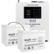 Аварійний комплект Інвертор Volt Polska SINUS PRO 2000S 24/230V 1400/2000W + 2шт Акумулятор 4SUN MAXX 85Ah 12V