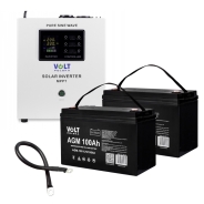 Гібридний ДБЖ/інвертор Volt Polska SINUS PRO 2000 S 24/230V 1400/2000W + 2 шт Акумулятор VOLT VRLA 100Ah 12V