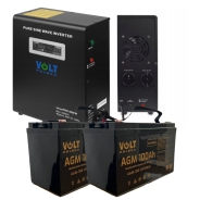 Комплект інвертору Volt Polska SINUS PRO 2000W 1400/2000W + 2 шт Акумулятор VOLT VRLA 100Ah 12V