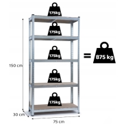 Набор стеллажей FunFit 150 x 150 x 30 см 175кг/полка 5 полок