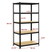 Стелаж металлический FunFit 180 х 360 х 40 см черный