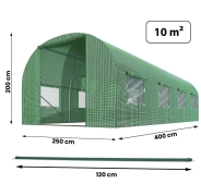 Парник Plonos 10м2 400×250×200 см, зелёный с 8 окнами
