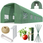 Теплица Plonos 18m2 – сквозной проход, окна, прочный каркас 600х300х200 см (Зеленая) (4976-В)