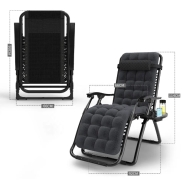 Крісло-шезлонг Zero Gravity LEOBRO з подушкою, складане, чорне (ZGC-R03-PP)