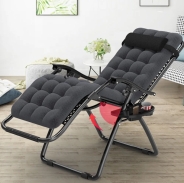 Крісло-шезлонг Zero Gravity LEOBRO з подушкою, складане, чорне (ZGC-R03-PP)