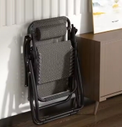 Крісло-шезлонг Zero Gravity LEOBRO з подушкою, складне, сіре (ZGC-S05-PP)