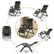 Розкладне крісло шезлонг Zero Gravity LEOBRO Коричневе плетене Ротанг (ZGC-S09)