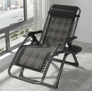 Розкладне крісло шезлонг Zero Gravity LEOBRO Сіре плетене Ротанг (ZGC-S10)