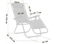 Розкладне крісло шезлонг LEOBRO Zero Gravity Black (LB-ZGC-A1-BLK)