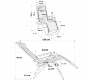 Розкладне крісло шезлонг LEOBRO Zero Gravity Plaid (LB-ZGC-A1-PLD)