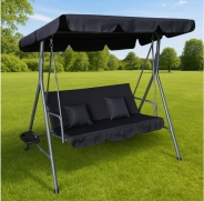 Гойдалка з подушками та підстаканниками на 3 особи LEOBRO Чорна