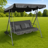 Гойдалка з подушками та підстаканниками на 3 особи LEOBRO Сіра