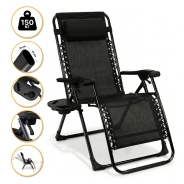 Розкладне крісло шезлонг LEOBRO Zero Gravity Premium Black (LB-ZGC-G2-BLK)