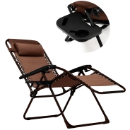 Раскладное кресло шезлонг LEOBRO Zero Gravity Premium Brown (LB-ZGC-G2-BRN)