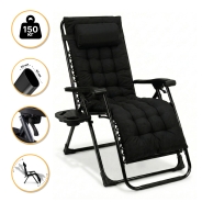 Розкладне крісло шезлонг LEOBRO Zero Gravity Premium Plus Black (LB-ZGC-K2-BLK)