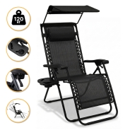 Розкладне крісло шезлонг з козирком LEOBRO Zero Gravity Black (LB-ZGC-H1-BLK)