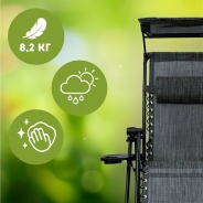 Розкладне крісло шезлонг із козирком LEOBRO Zero Gravity Dark Grey (LB-ZGC-H1-DGR)