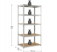 Стелаж LEOBRO Premium 180 х 100 х 50 см, 200кг/полиця, 5 полиць (LB-R107)
