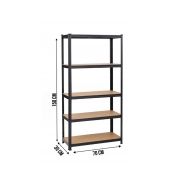 Стелаж LEOBRO Premium Black 150 х 70 х 30 см, 175кг/полиця, 5 полиць (LB-R113)