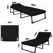 Розкладне ліжко (розкладачка) з матрацом і подушкою LEOBRO Black (LB-FB-A1-BLK)