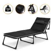 Розкладне ліжко (розкладачка) з Mesh-матрацом і подушкою LEOBRO Black (LB-FB-A2-BLK)