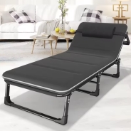 Розкладне ліжко (розкладачка) з Mesh-матрацом і подушкою LEOBRO Black (LB-FB-A2-BLK)