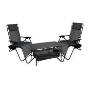 Комплект із 2 шезлонгів і столу 95х55х50 см Zero Gravity LEOBRO (LB-ZGC-F1-DGR-FT-A2)