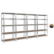 Набір із чотирьох стелажів LEOBRO Premium 150 х 280 х 30 см, 150кг/полиця, 5 полиць (LB-R110Х4)