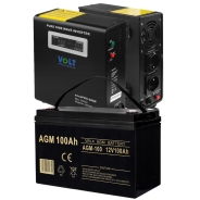 Комплект аварийного питания Volt Polska SINUS PRO 500 E + Аккумулятор VOLT AGM VRLA 100Ah 12V