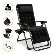 Розкладне крісло шезлонг LEOBRO Zero Gravity Premium Plus Black Velvet (LB-ZGC-K3-BLK)