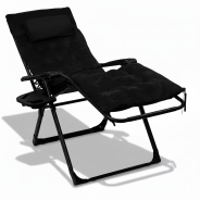 Розкладне крісло шезлонг LEOBRO Zero Gravity Premium Plus Black Velvet (LB-ZGC-K3-BLK)