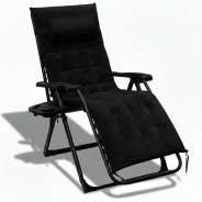 Розкладне крісло шезлонг LEOBRO Zero Gravity Premium Plus Black Velvet (LB-ZGC-K3-BLK)