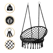 Підвісне плетене крісло-гойдалка LEOBRO Boho XL 80 см Black (LB-1102)
