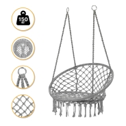 Підвісне плетене крісло-гойдалка LEOBRO Boho XL 80 см Grey (LB-1104)