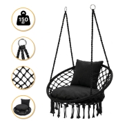 Підвісне плетене крісло-гойдалка LEOBRO Boho Comfort XL 80 см Black (LB-1108)