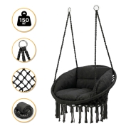 Підвісне плетене крісло-гойдалка LEOBRO Boho Deluxe XL 80 см Black (LB-1111)