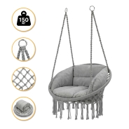 Підвісне плетене крісло-гойдалка LEOBRO Boho Deluxe XL 80 см Grey (LB-1113)