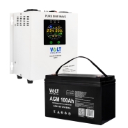 Комплект Гібридний ДБЖ/інвертор Volt Polska SINUS PRO 800 S + Акумулятор Volt Polska 100 Ah 12V