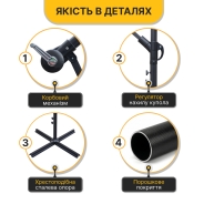 Складна садова парасоля з боковим подовжувачем та LED підсвіткою LEOBRO Бежева (LB-1084)