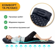 Надувний похідний килимок матрац LEOBRO Air Mat 190 x 60 см Blue (LB-1096)