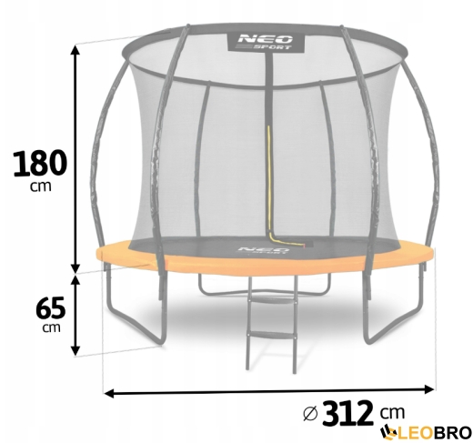 Батут Neo-Sport Premium 312 см із внутрішньою сіткою (NS-10C201) - 3