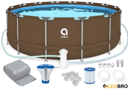 Басейн каркасний Avenli 457х84см 16в1 (Коричневий) (2822) - 1