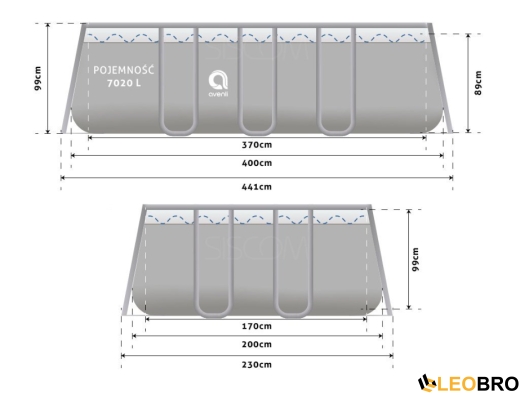 Басейн каркасний, прямокутний Avenli 400x200x99 см. 17в1 (2816) - 9